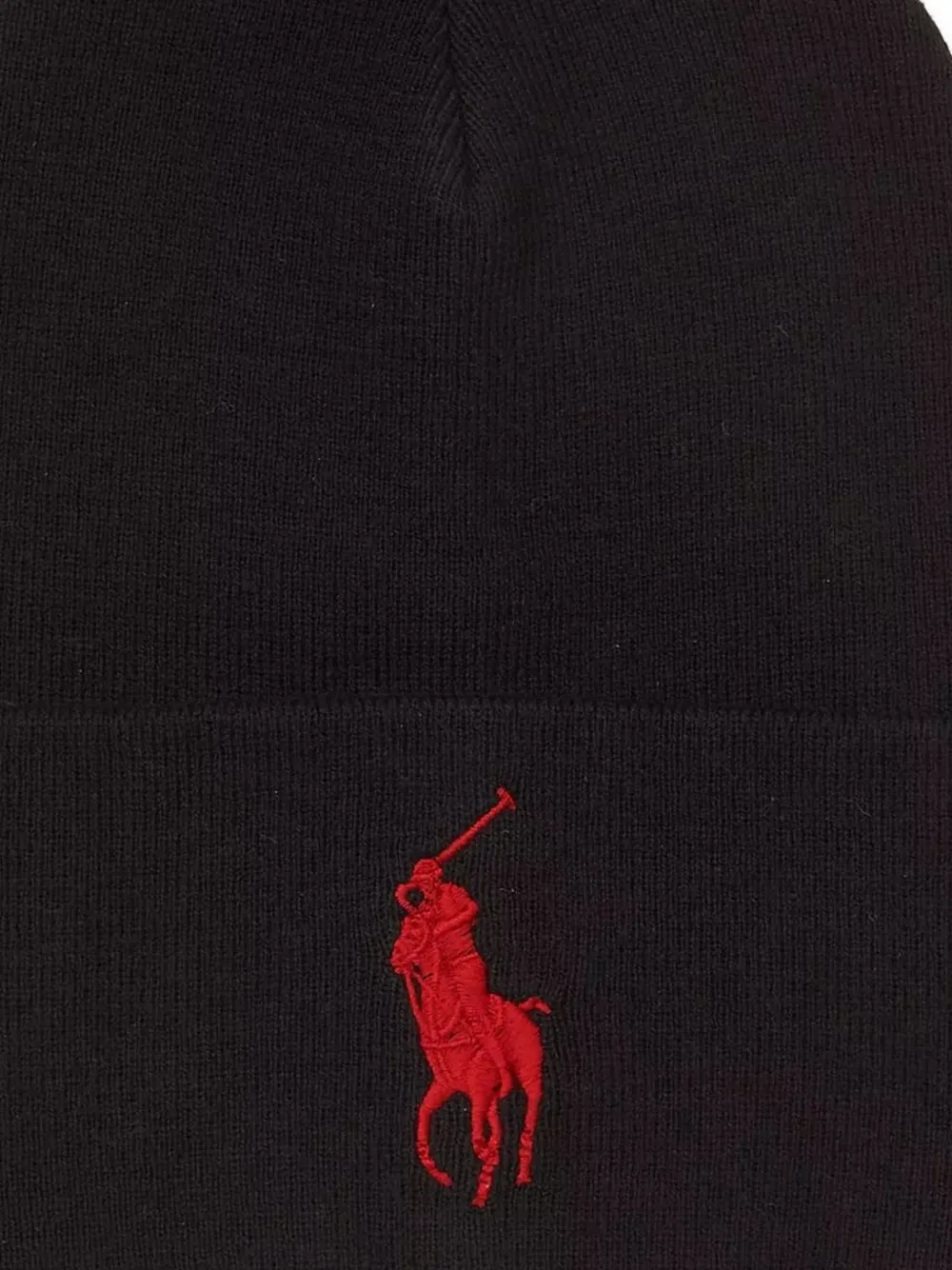 Polo Ralph Lauren Big Pony muts met omgeslagen rand Zwart