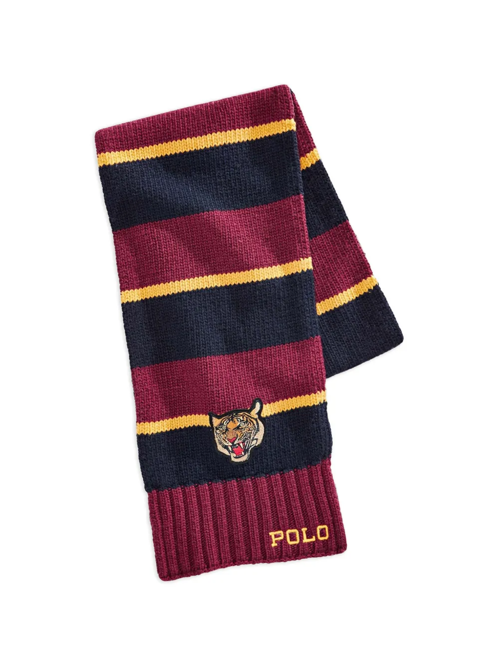 Polo Ralph Lauren Rugby striped tiger-detail scarf - Rosso