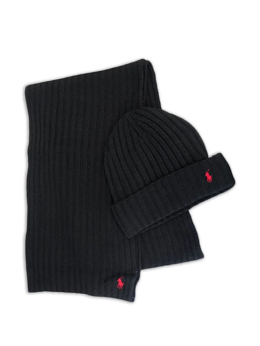 Polo Ralph Lauren ribbed scarf set (set of two) - Nero