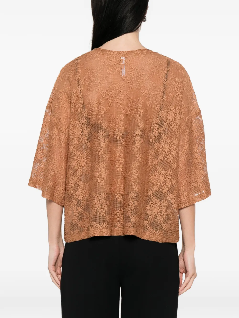 IMPERIAL Top met ronde hals en kant Beige