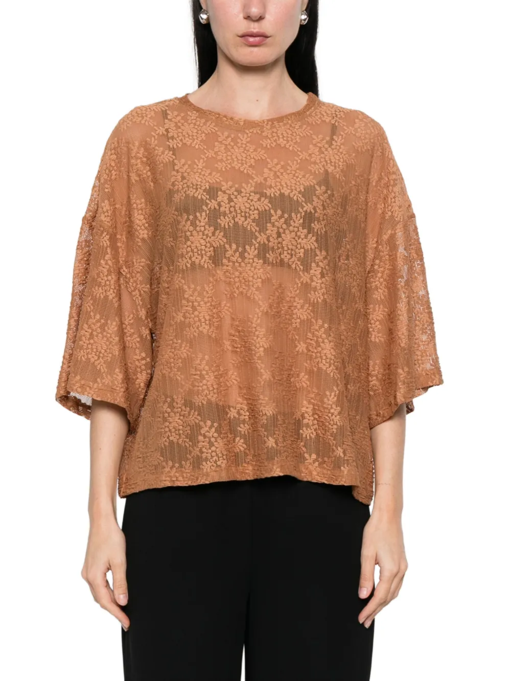  Imperial Top De Encaje Con Cuello Redondo - Neutro 