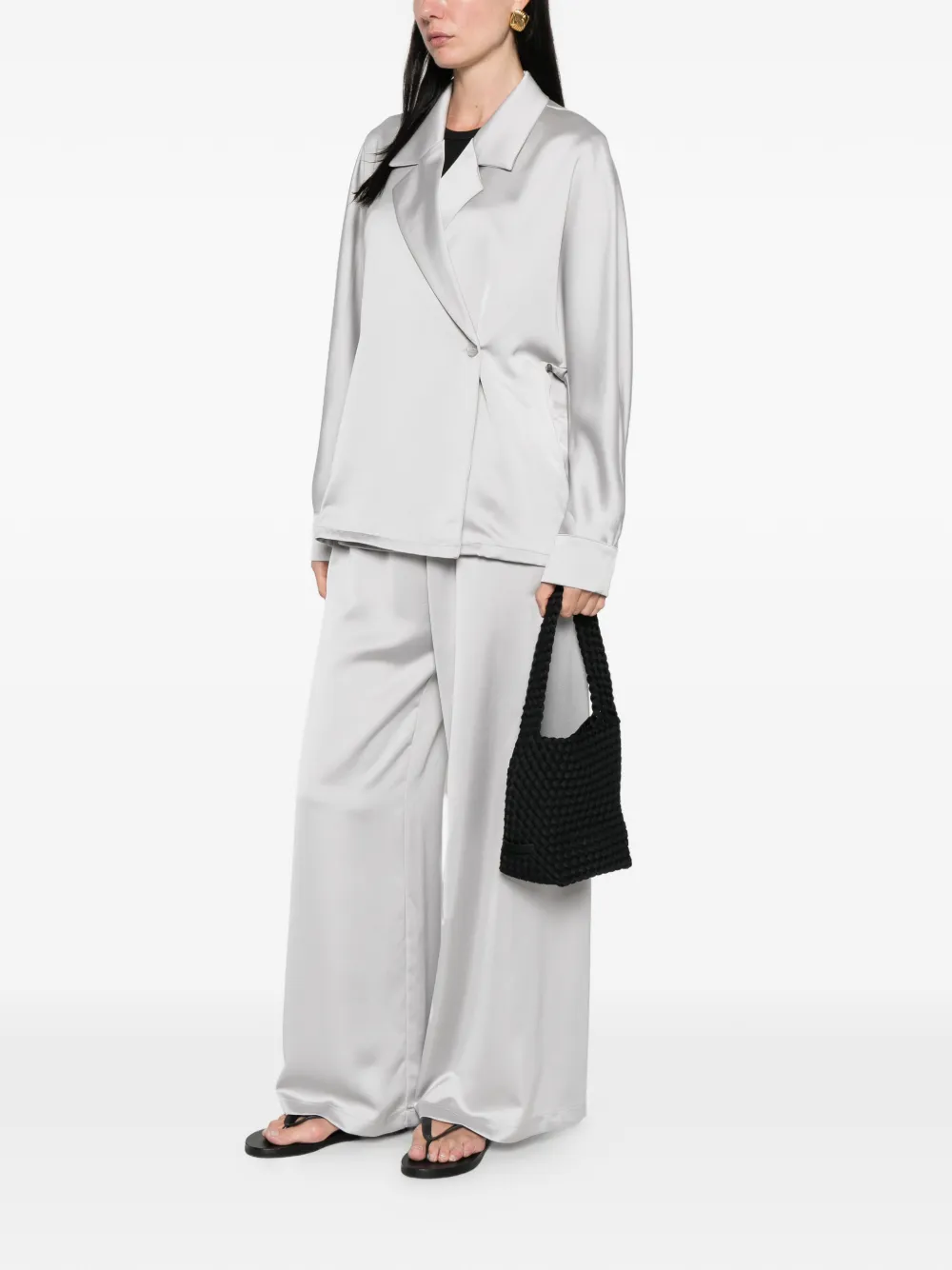  Imperial Elasticated-waistband Palazzo Pants - Grey 