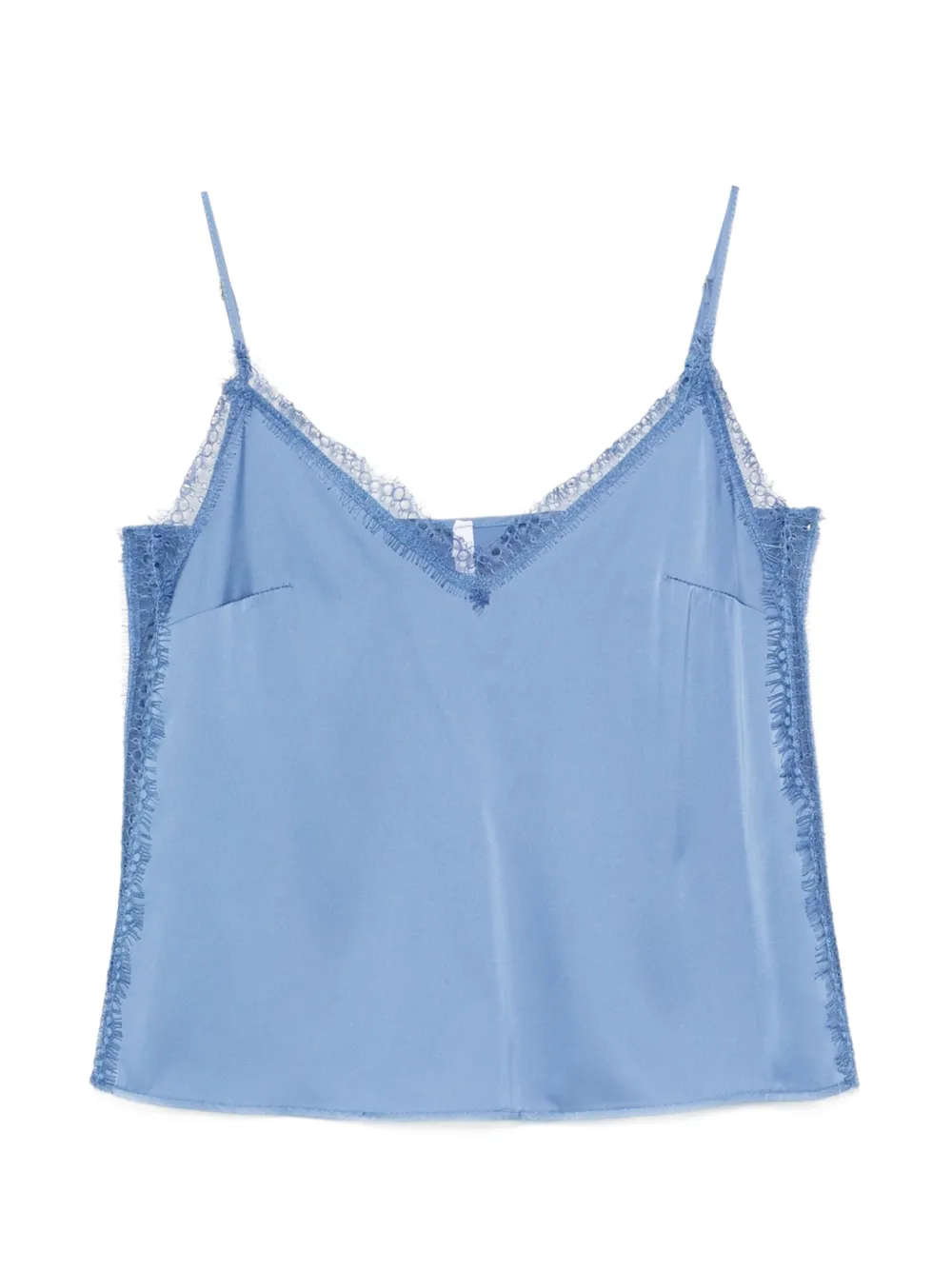 IMPERIAL lace-detail V-neck top - Blu