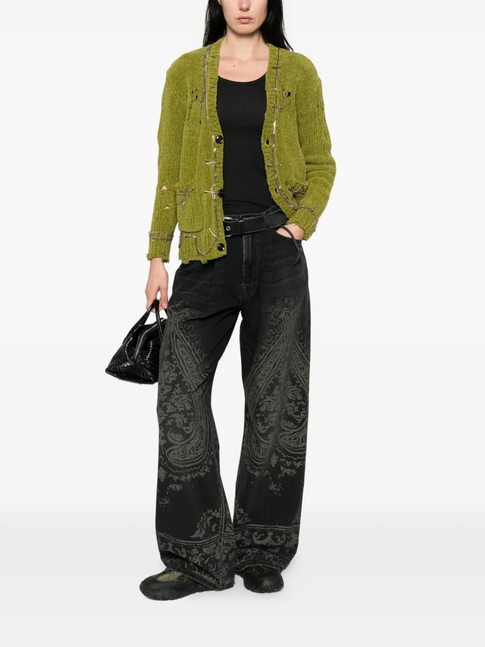 R13 Damon jeans met paisley-print Grijs