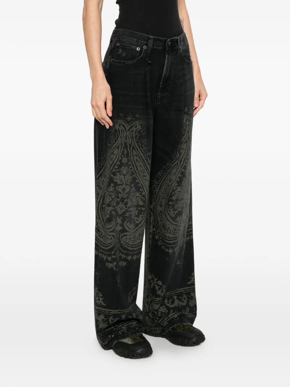 R13 Damon jeans met paisley-print Grijs