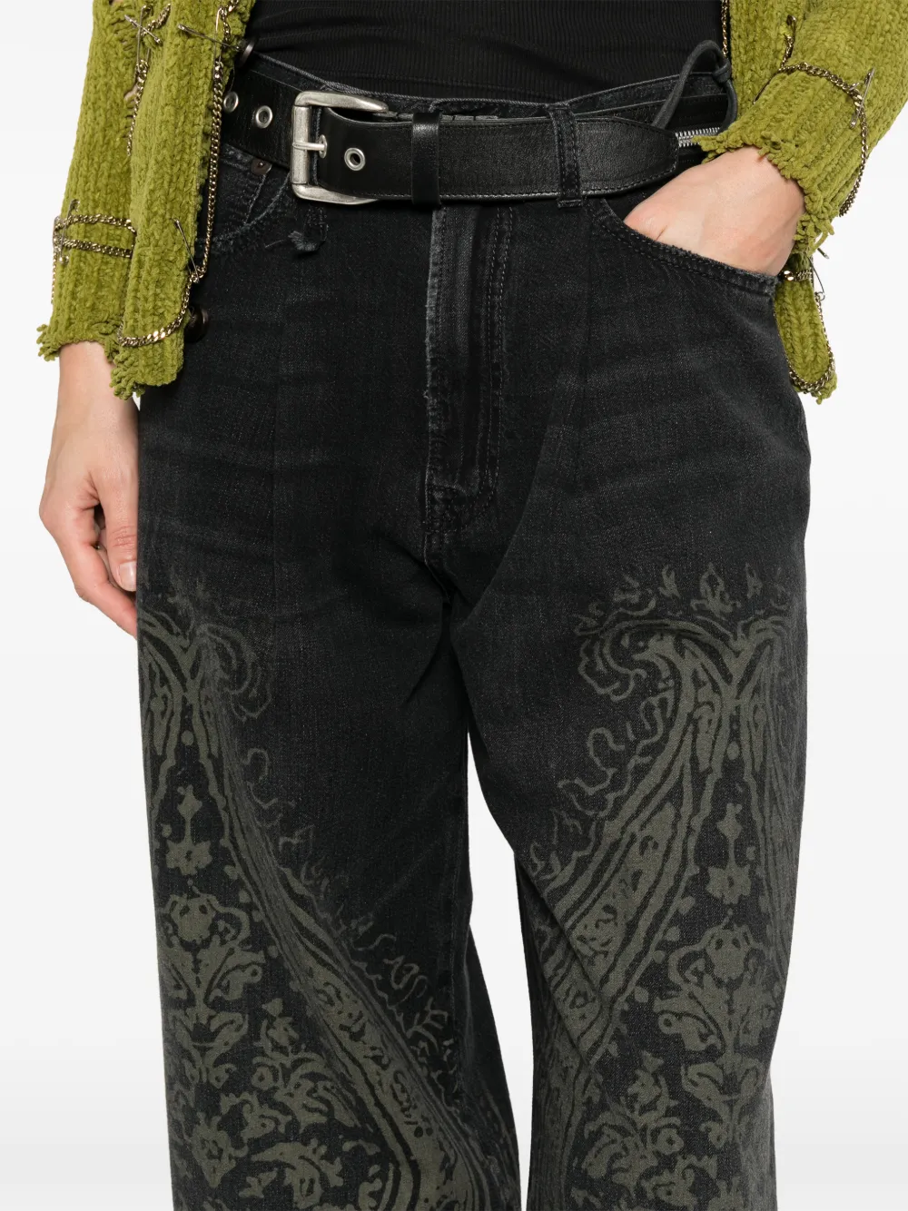 R13 Damon jeans met paisley-print Grijs