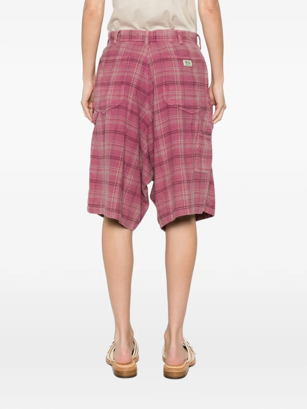 R13 Jesse geruite shorts Roze