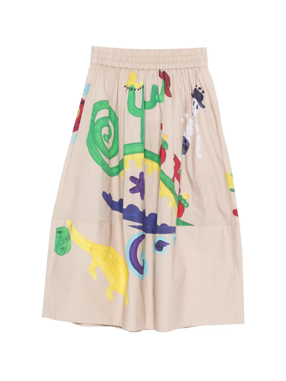TALKING WALLS Juju Mezcal graphic-print midi skirt - Toni neutri