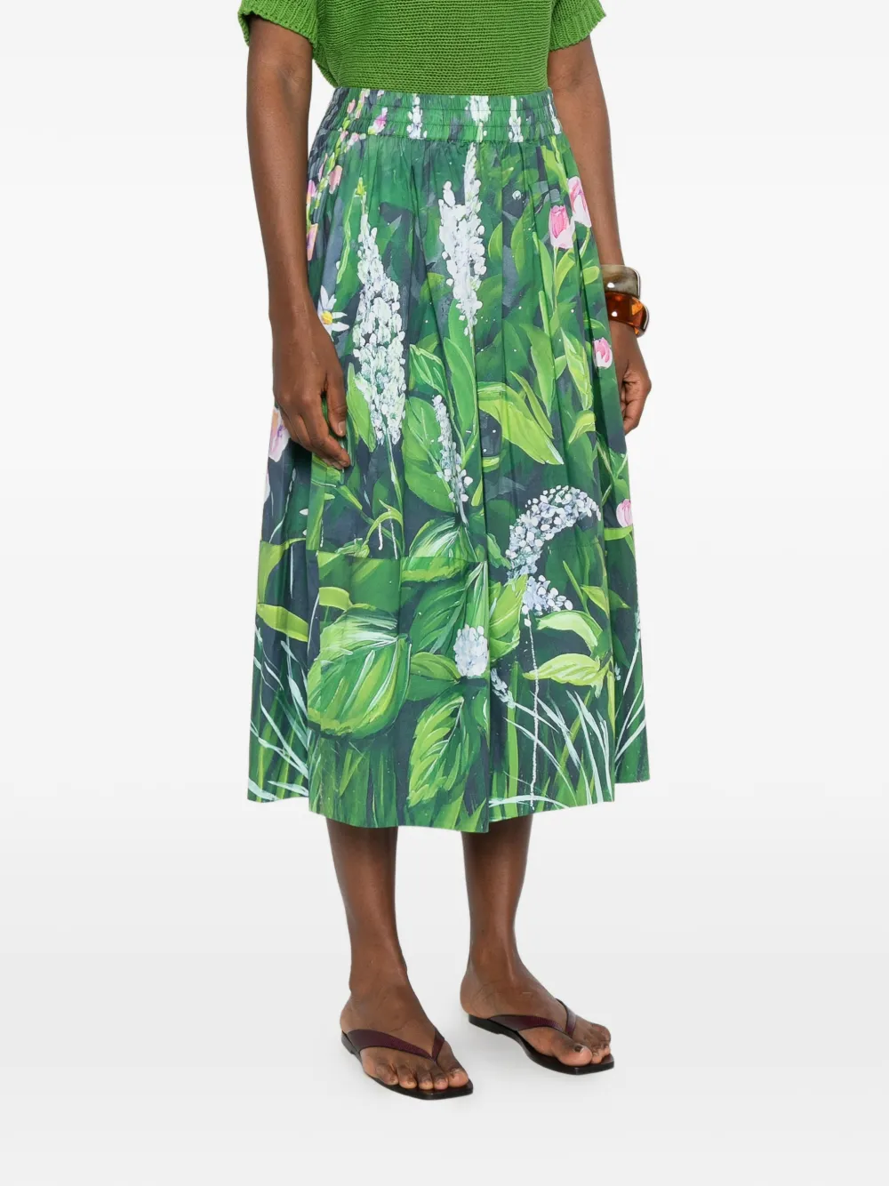  Talking Walls Juju Liane Floral Midi Skirt - Green 