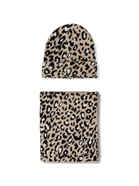 guess kids gorro con estampado de leopardo