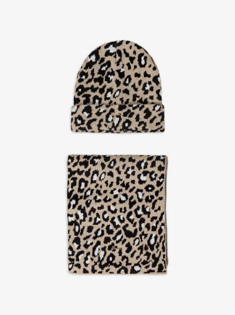 guess kids leopard-print beanie hat