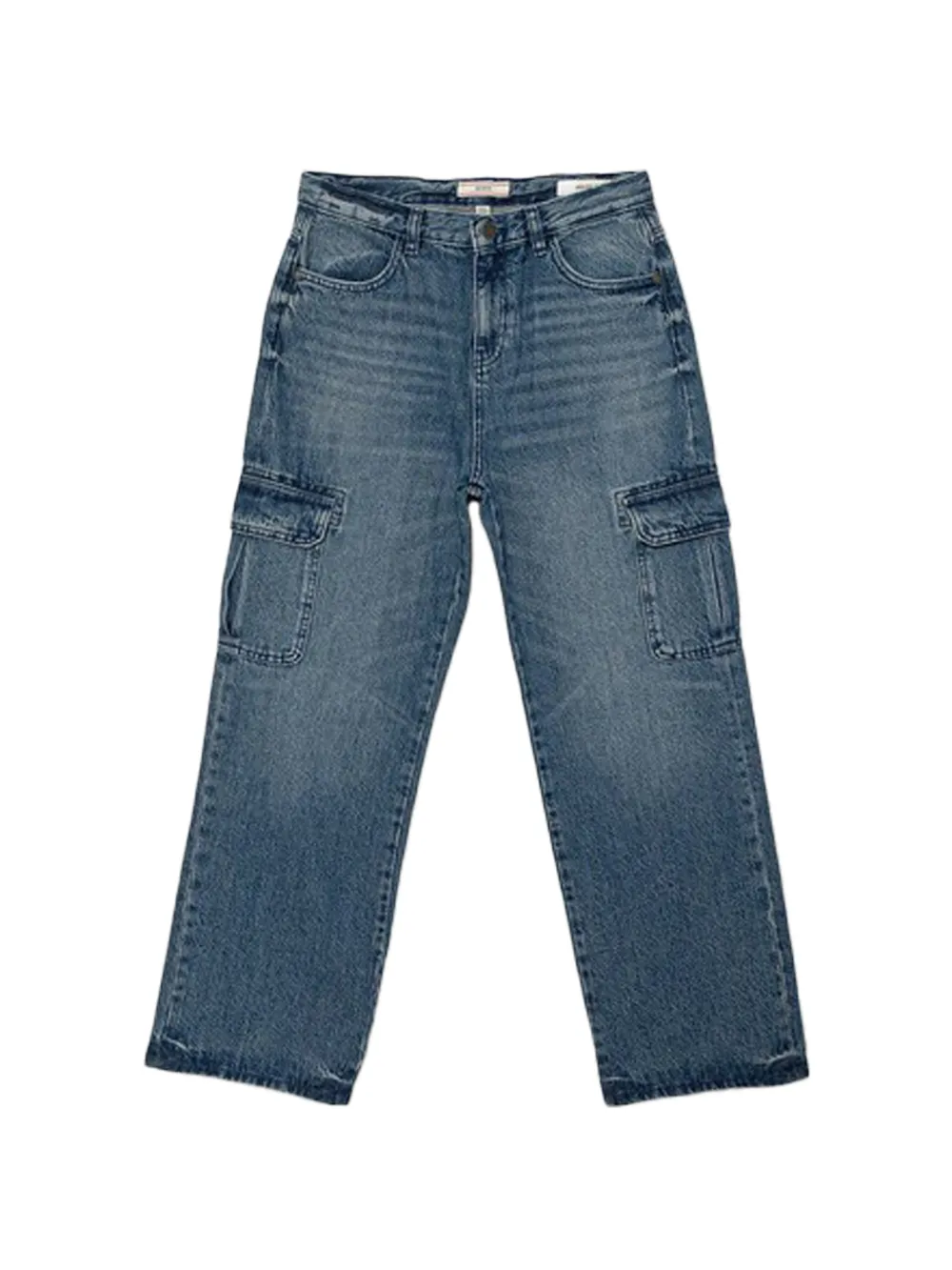 guess kids straight-leg cargo jeans - Blu