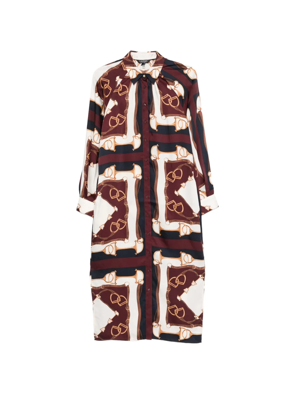 Lauren Ralph Lauren stirrup print shirt midi dress - Marrone