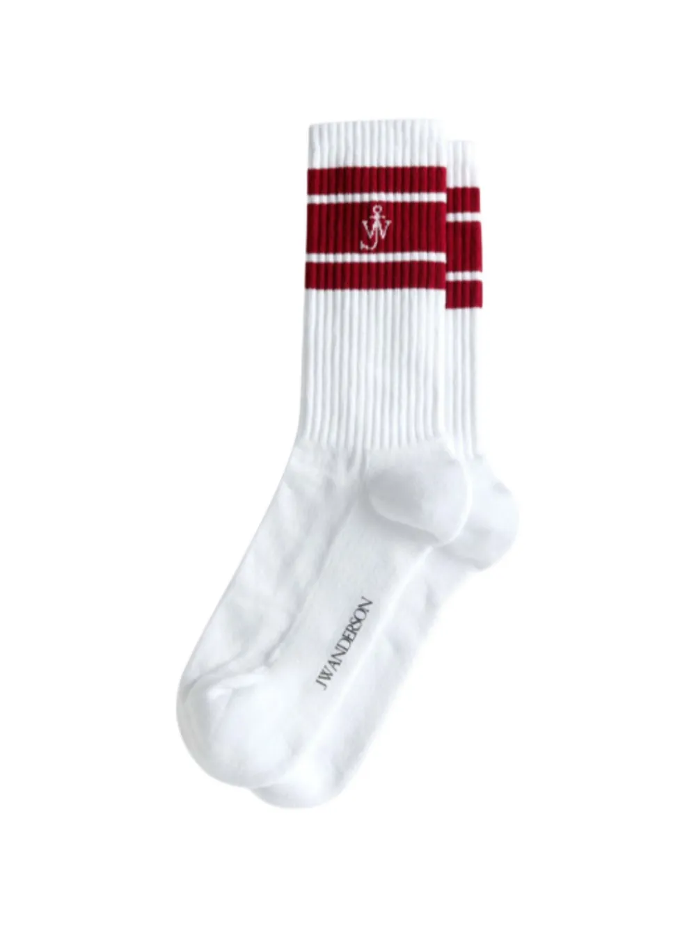 Jw Anderson Striped Emblem Socks In White