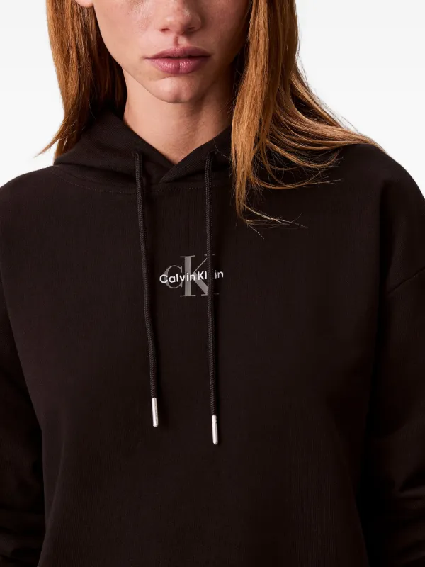 Calvin Klein Logo Hoodie Dress | Black | FARFETCH BH