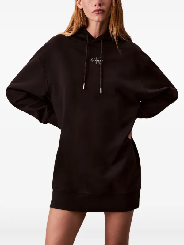 Calvin Klein Logo Hoodie Dress | Black | FARFETCH ID