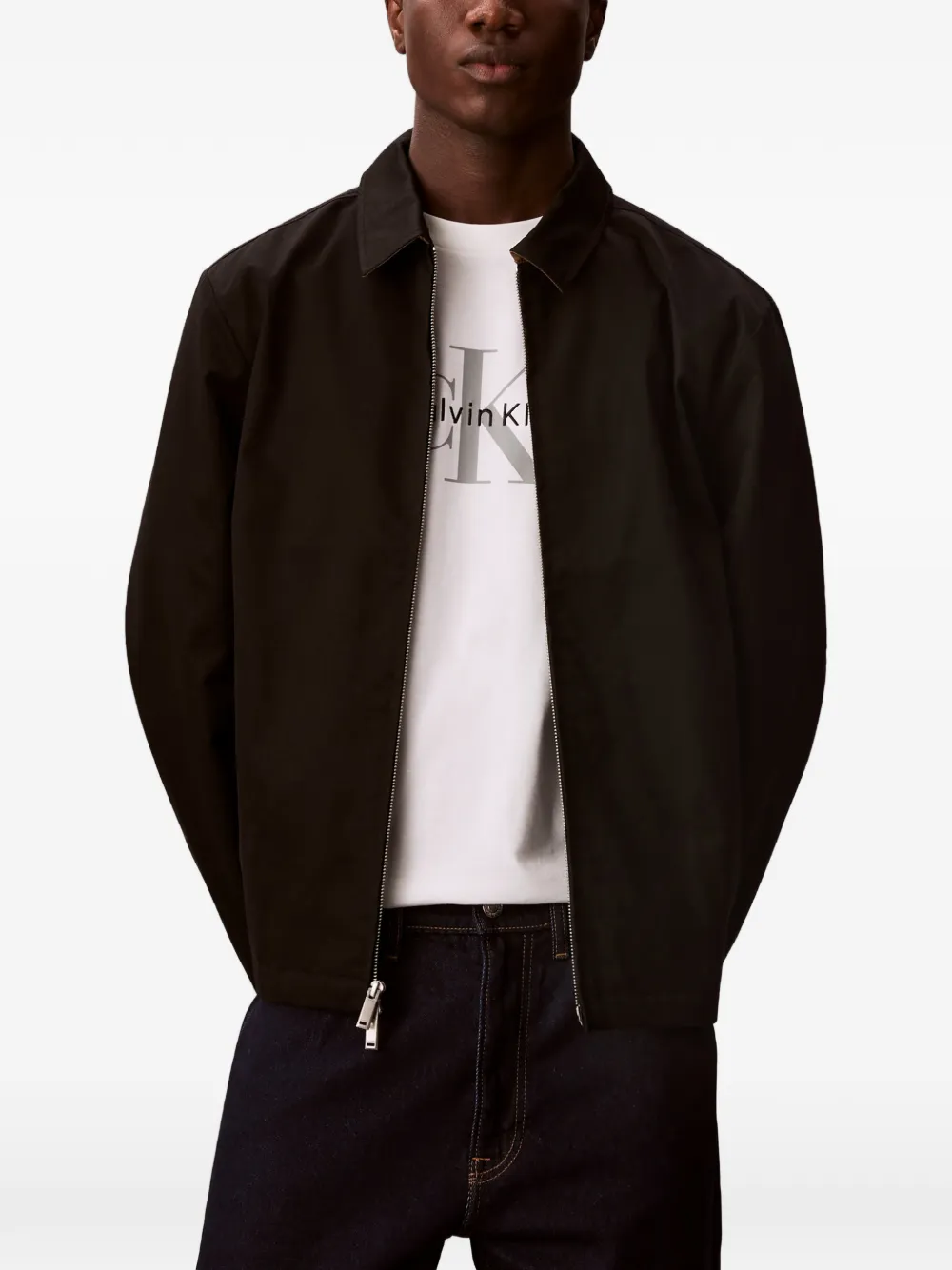  Calvin Klein Zip-up Shirt Jacket - Black 