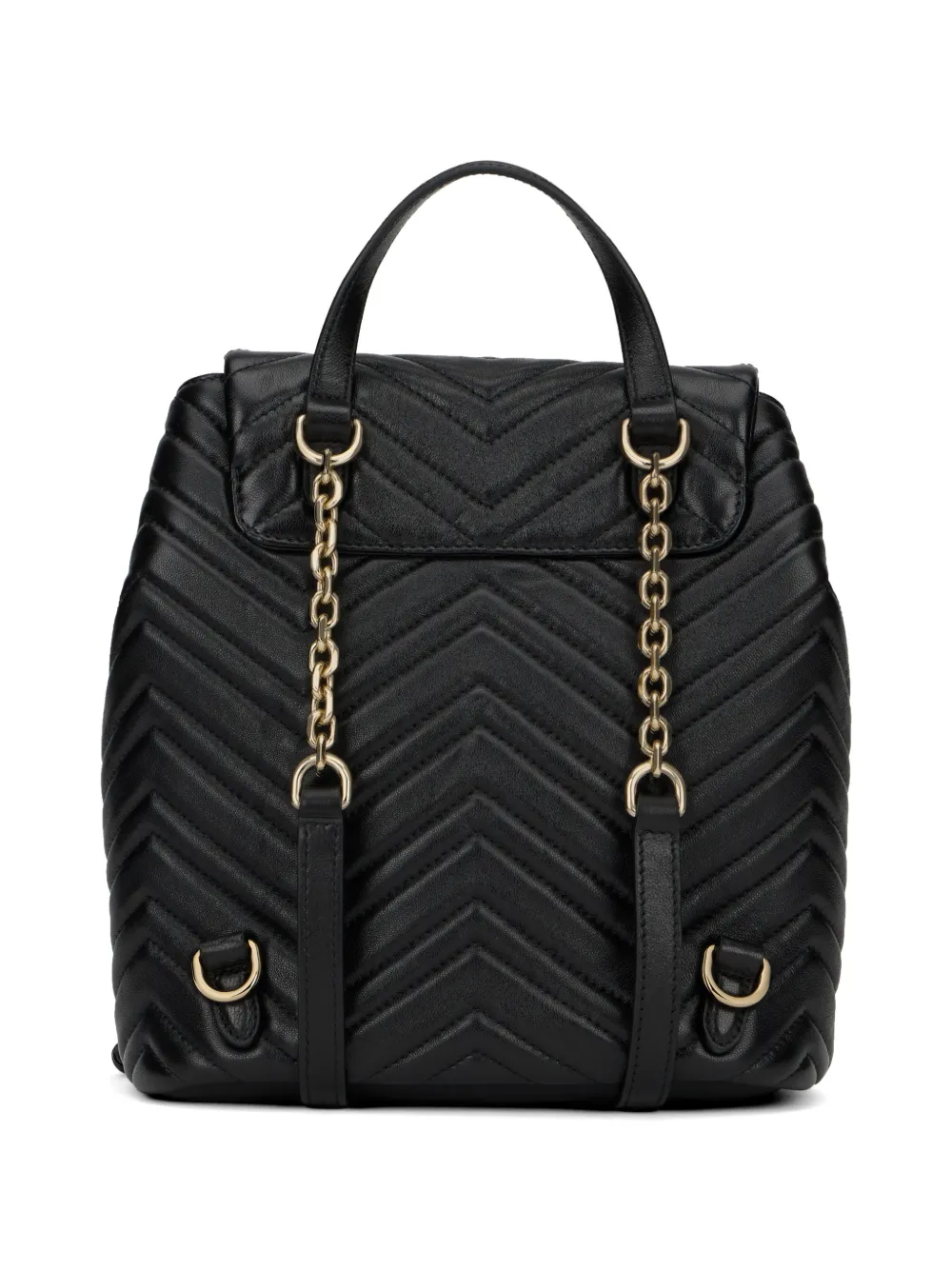  Gucci Chevron Quilted Backpack - Black 