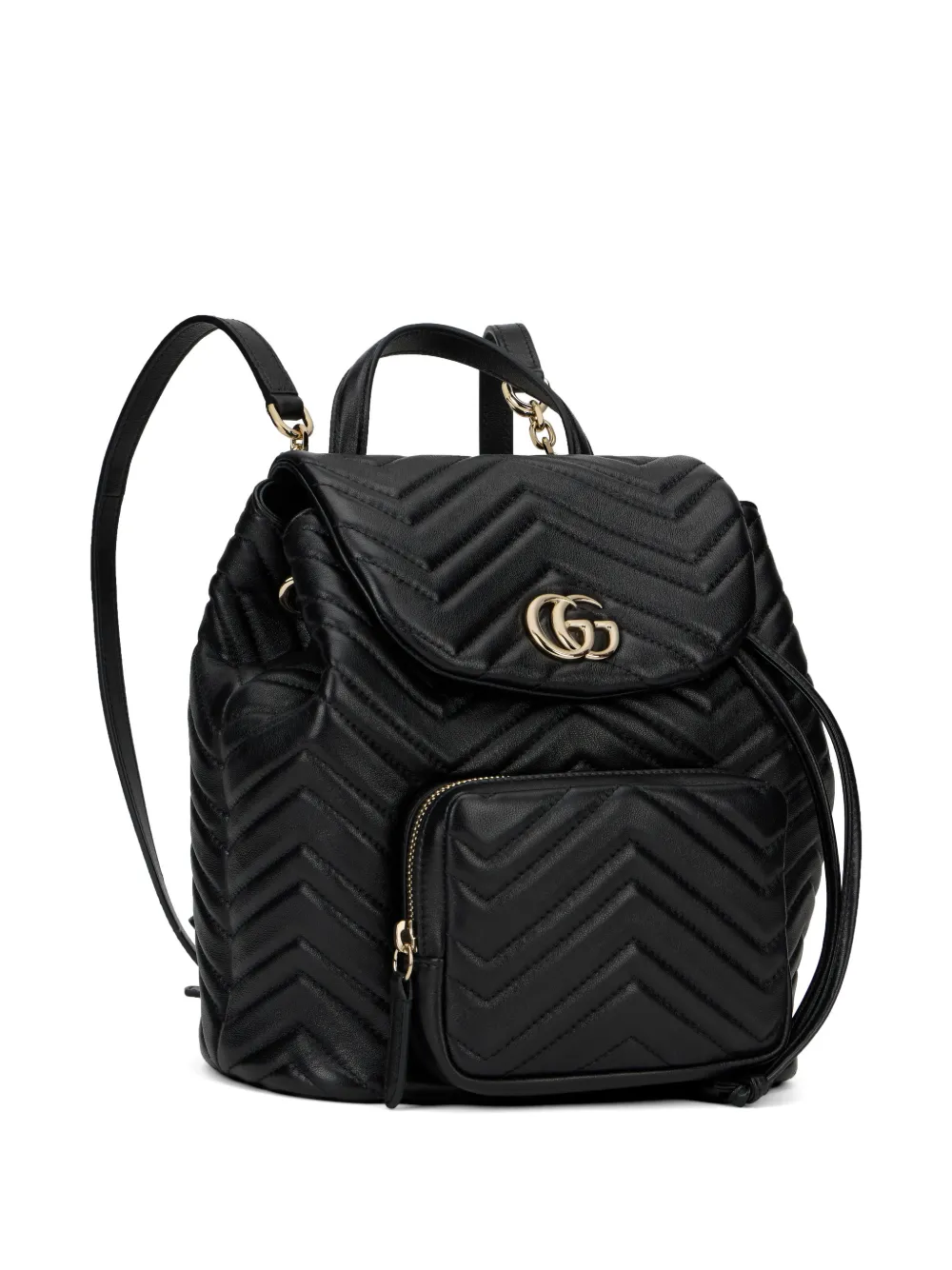  Gucci Chevron Quilted Backpack - Black 