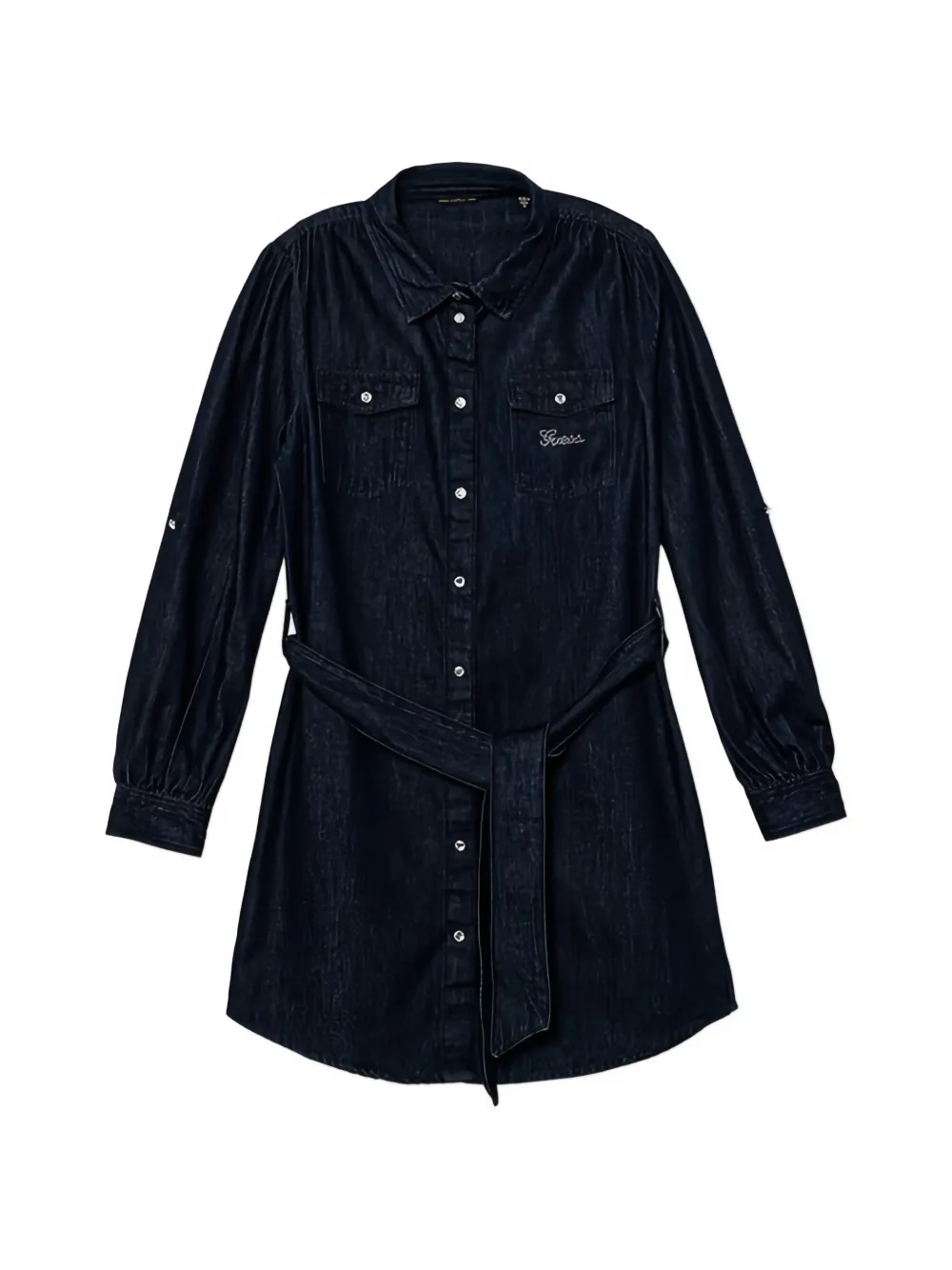 guess kids buttoned belt short dress - Blu