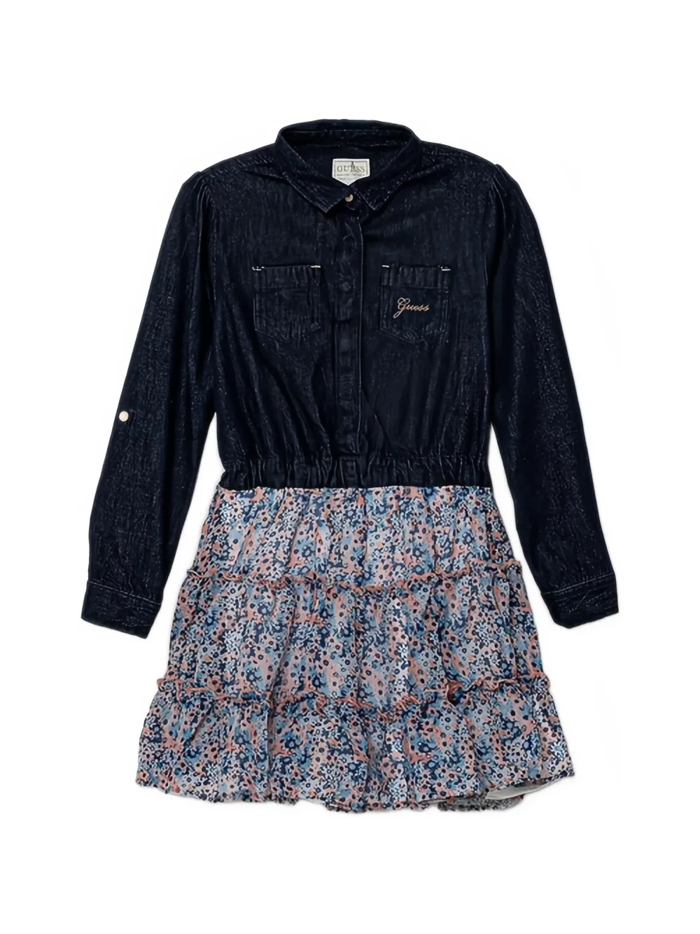 Guess Kids' 버튼 플로럴 쇼트 드레스 In Black