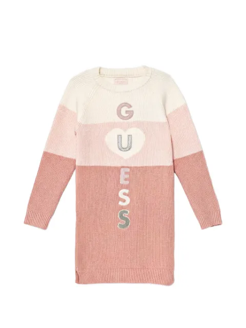 guess kids colour-block knitted dress