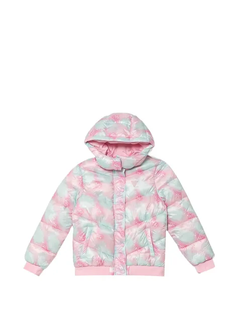 guess kids hooded patterned jacket
