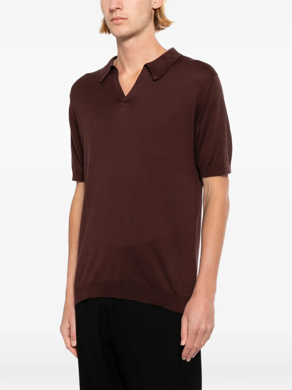 John Smedley Noah overhemd met schipperskraag Bruin