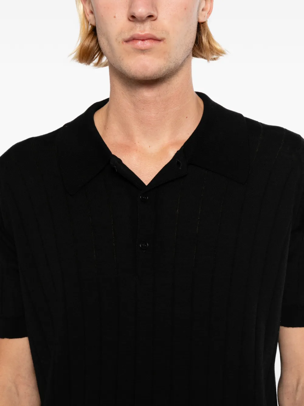 John Smedley Williams geribbeld overhemd Zwart