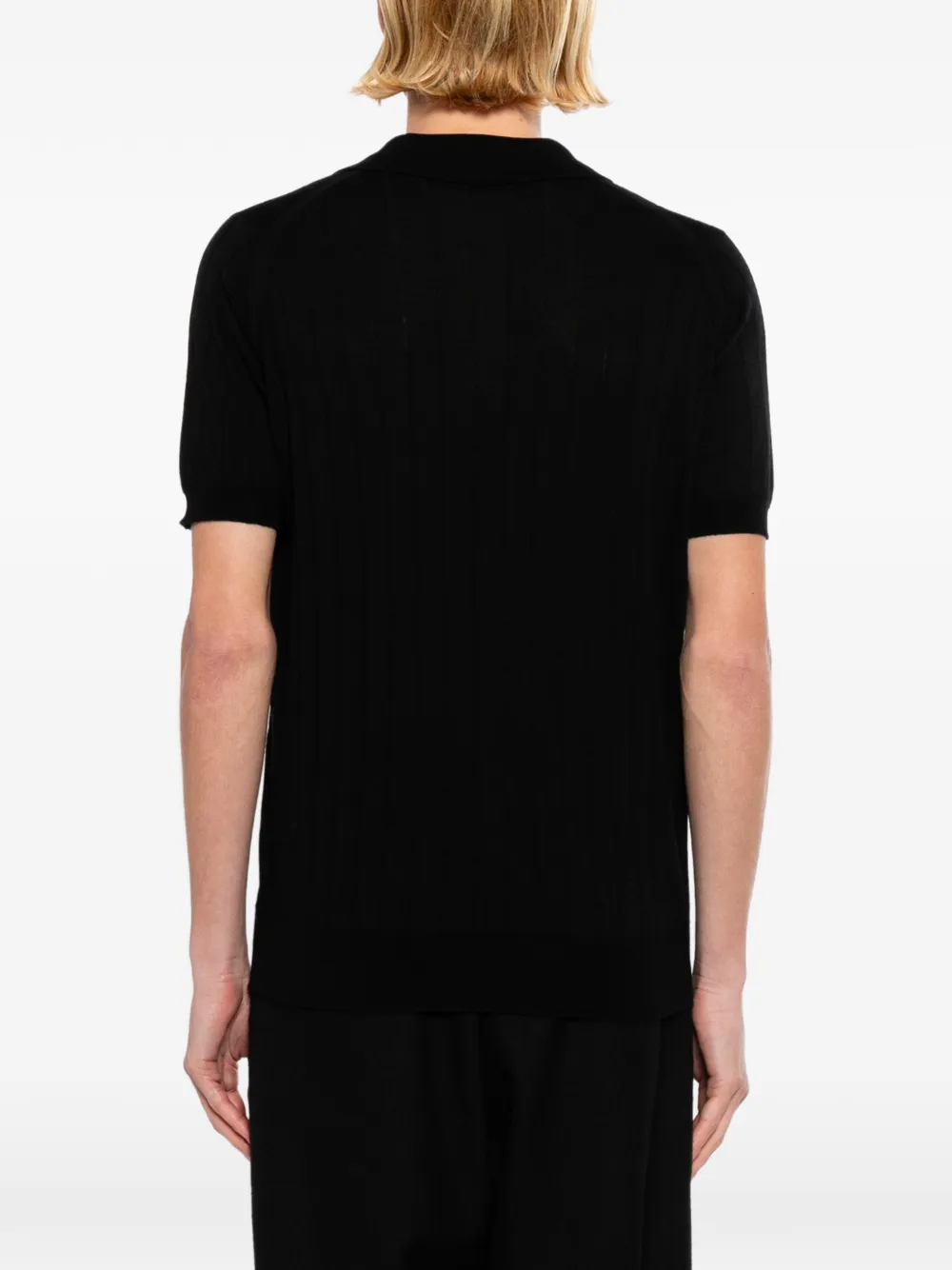 John Smedley Williams geribbeld overhemd Zwart