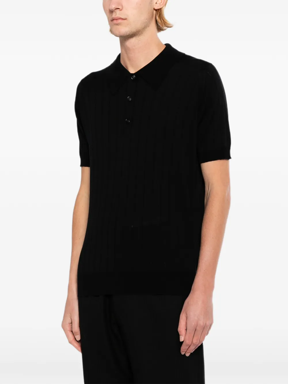 John Smedley Williams geribbeld overhemd Zwart