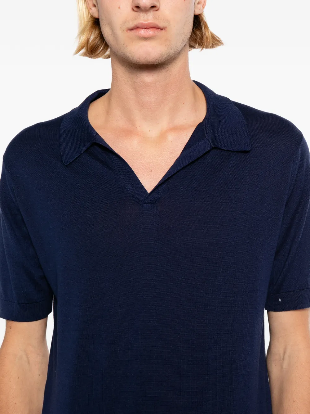John Smedley Noah overhemd met schipperskraag Blauw