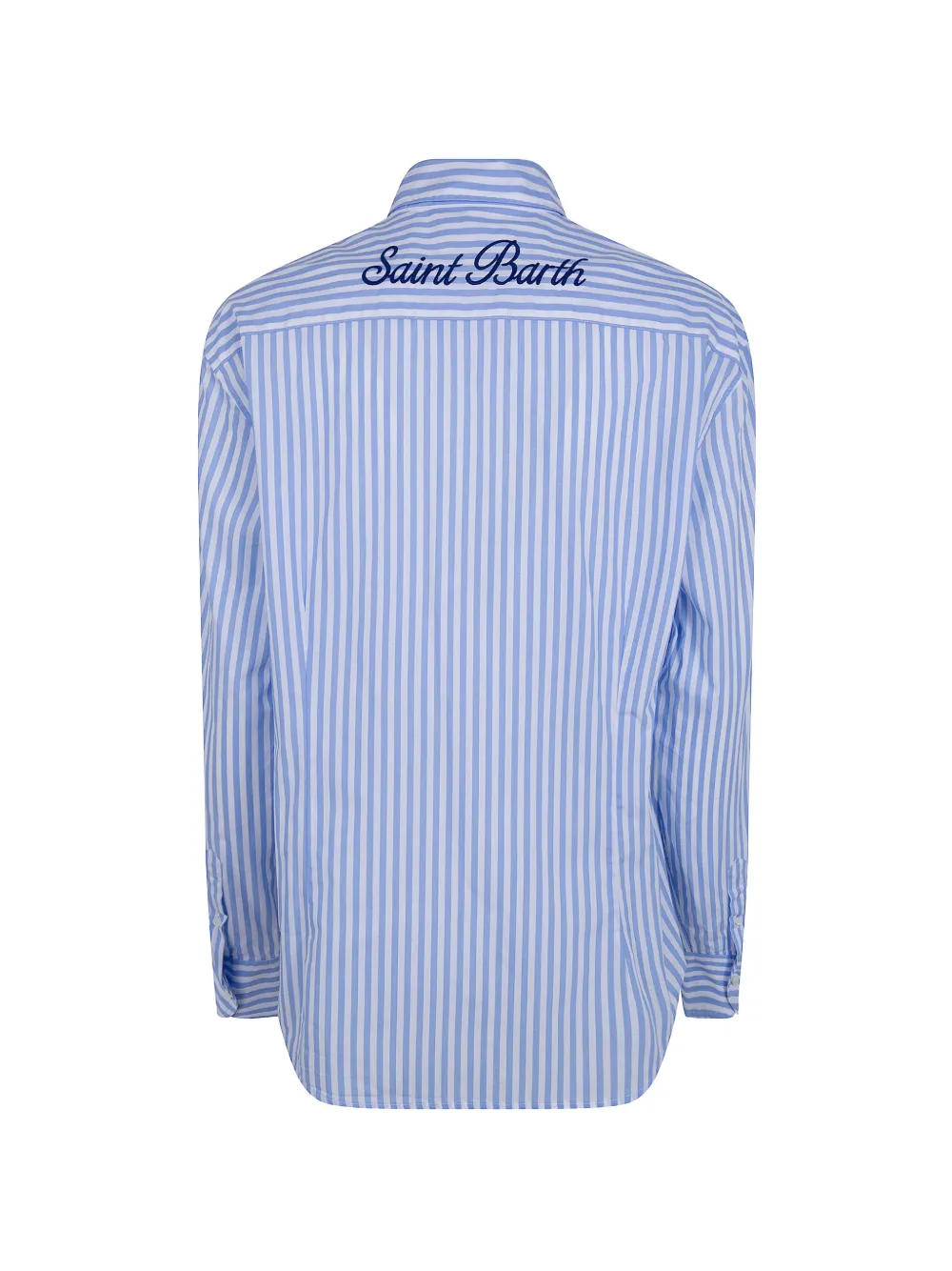 MC2 Saint Barth Meredith blouse met geborduurd logo en verticale streep Blauw