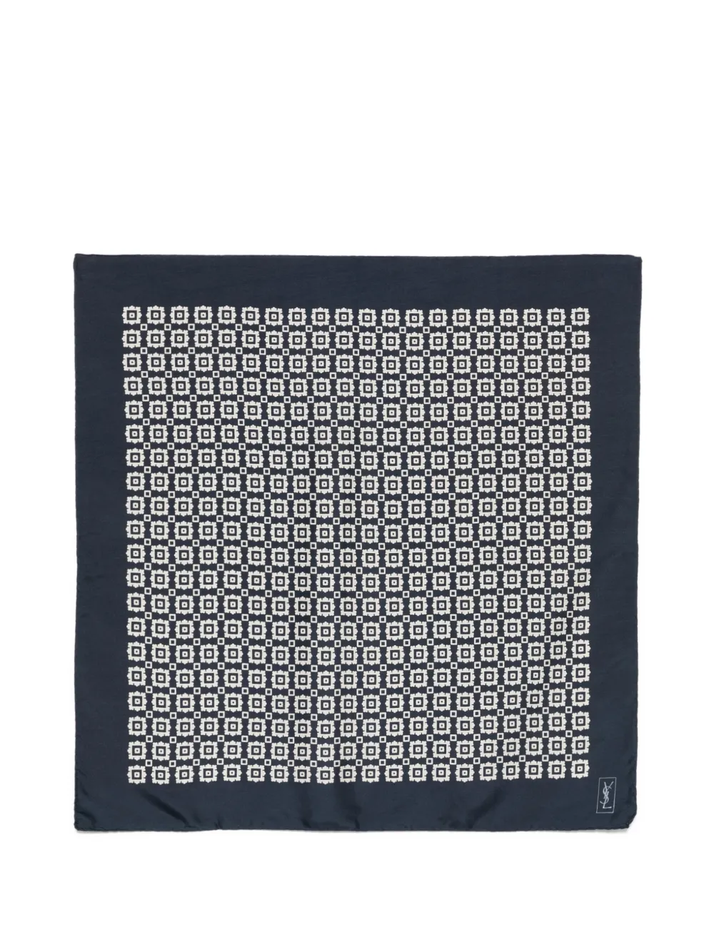 Pre-owned Saint Laurent 1990s Geometric Silk Scarf In Blue