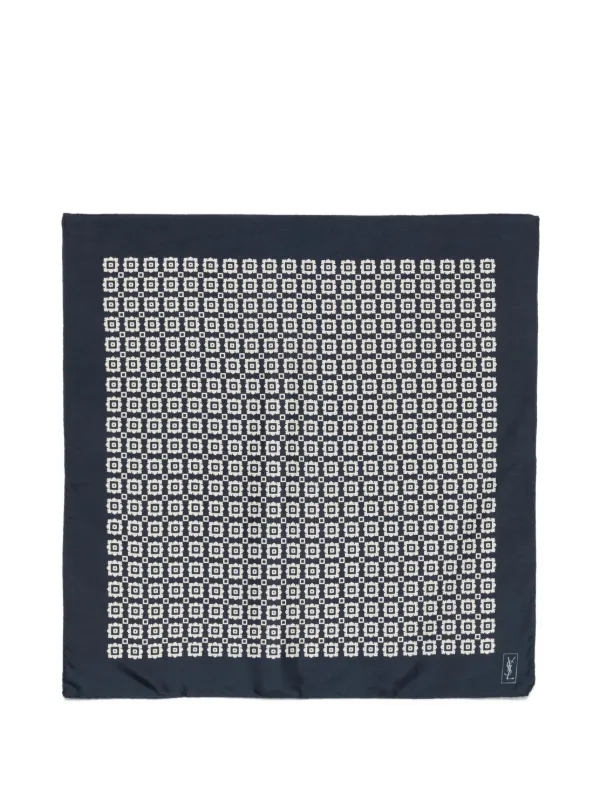 Saint Laurent Pre-owned 1990s Geometric Silk Scarf in Blue