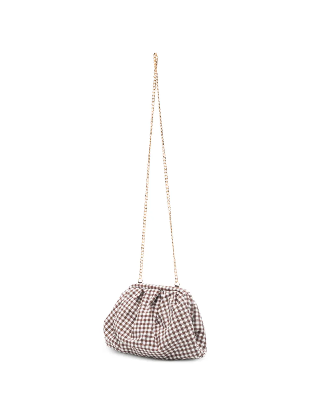 La Milanesa Small Petunia Gingham Cross Body Bag In Brown