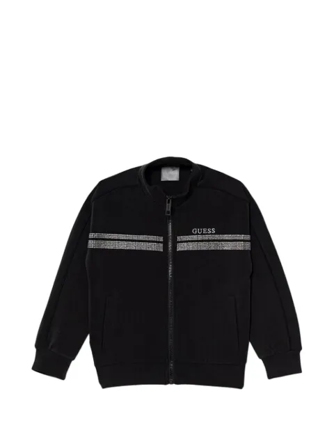 guess kids embellished zip-up sweatshirt