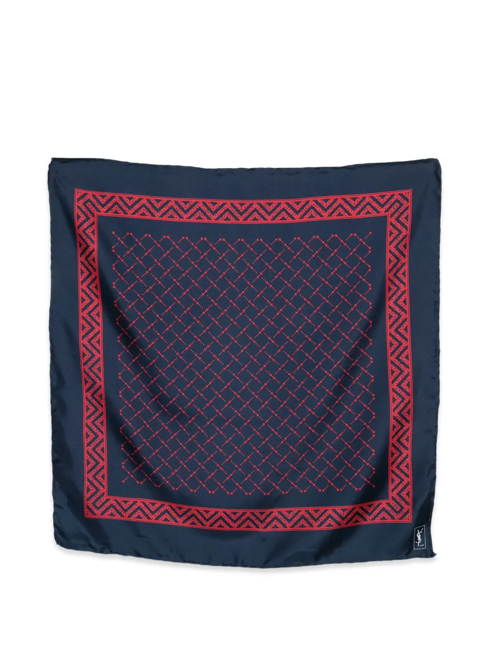 Pre-owned Saint Laurent 1990s Geometric Scarf In Blue