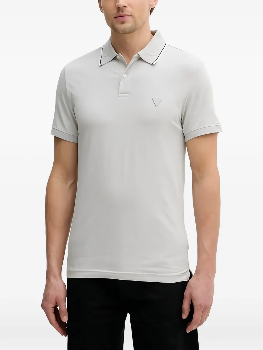 Guess Usa Nolan Textured Logo Polo Shirt In Gray