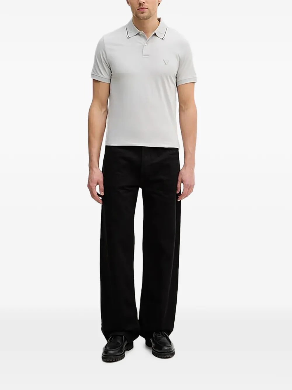 GUESS USA Nolan textured logo polo shirt - Grigio