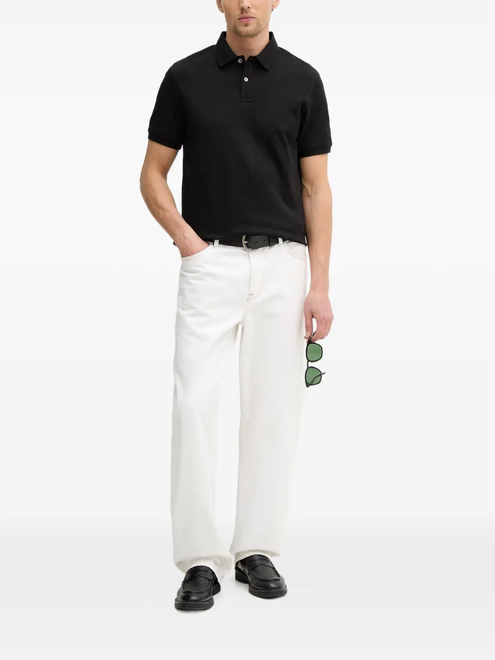 GUESS USA Poloshirt met letter-patroon en knopen Zwart