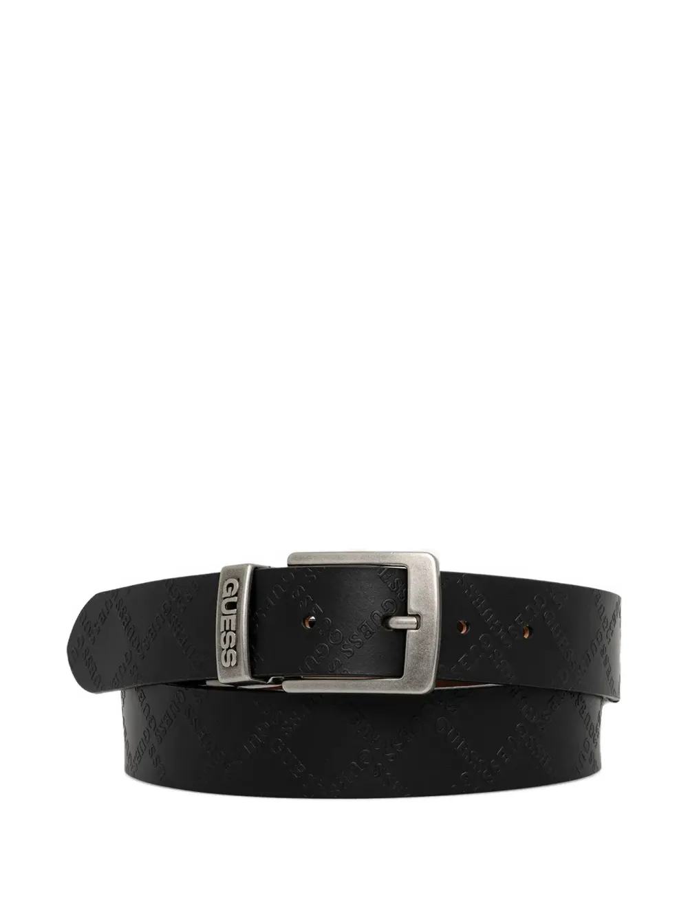 GUESS USA logo-embossed buckle belt - Schwarz