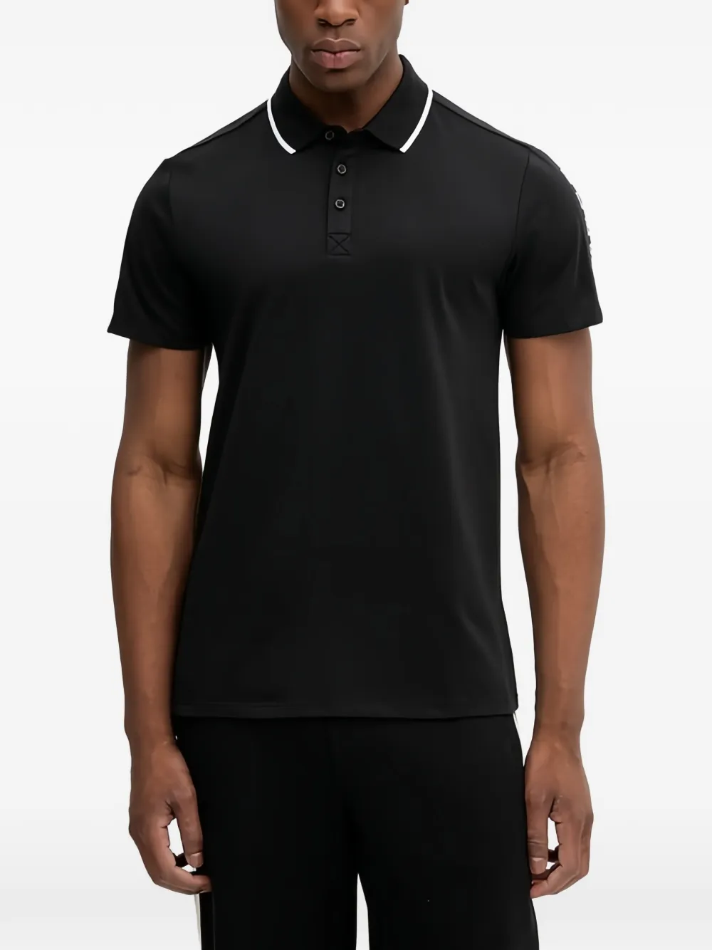 Guess Usa Collar-trim Polo Shirt In Black