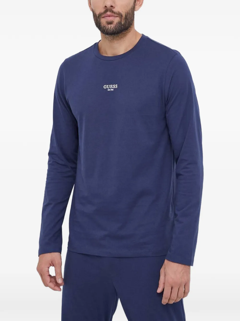 GUESS USA logo-print long-sleeve pajamas - Blau