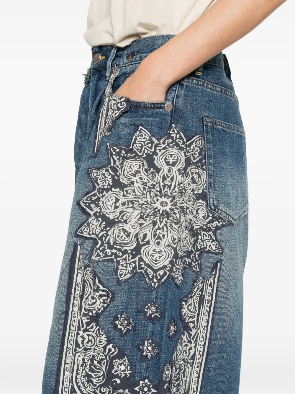 R13 Jesse shorts met bandana-applicatie Blauw
