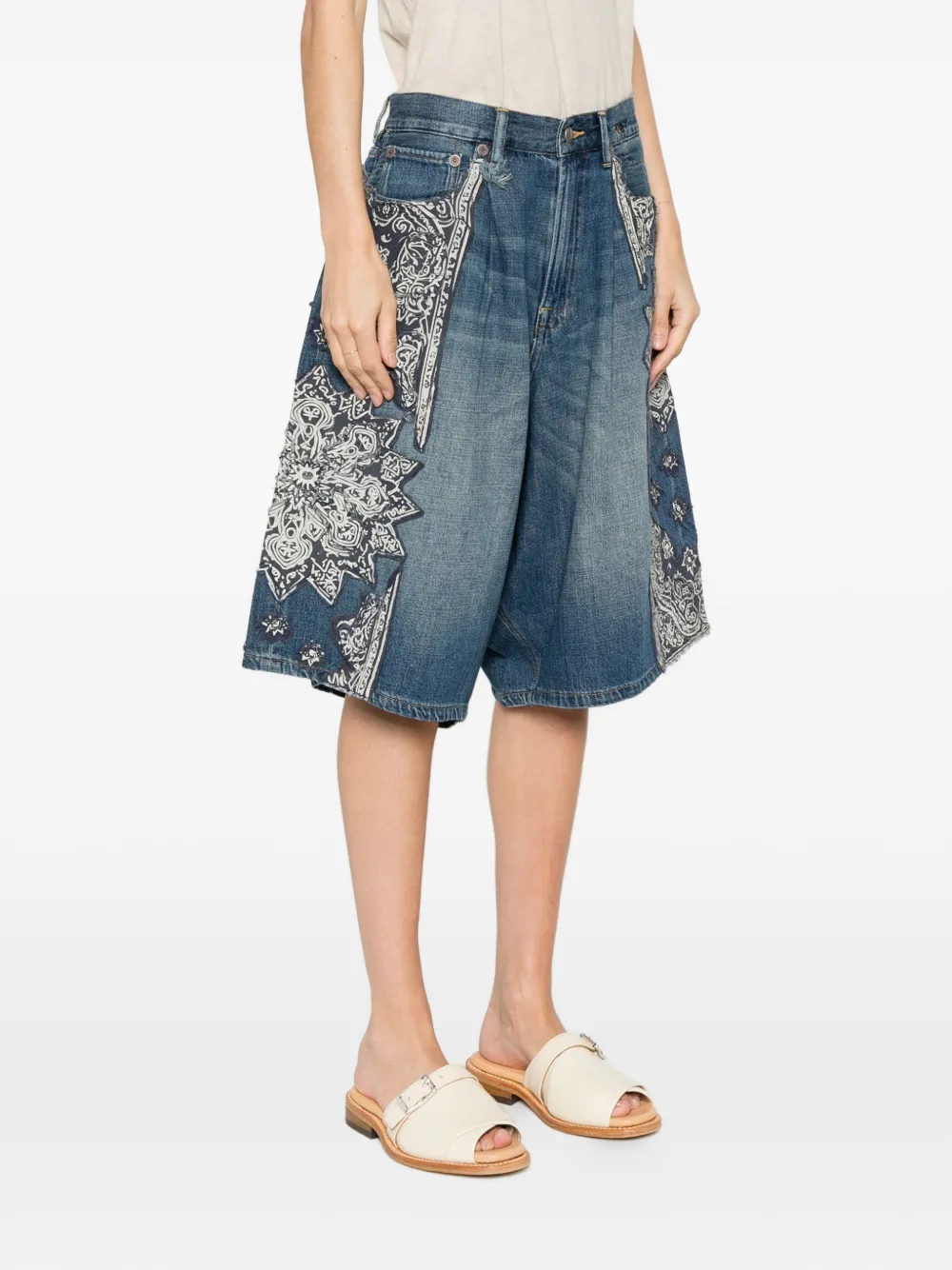  R13 Jesse Bandana-appliqué Shorts - Blue 