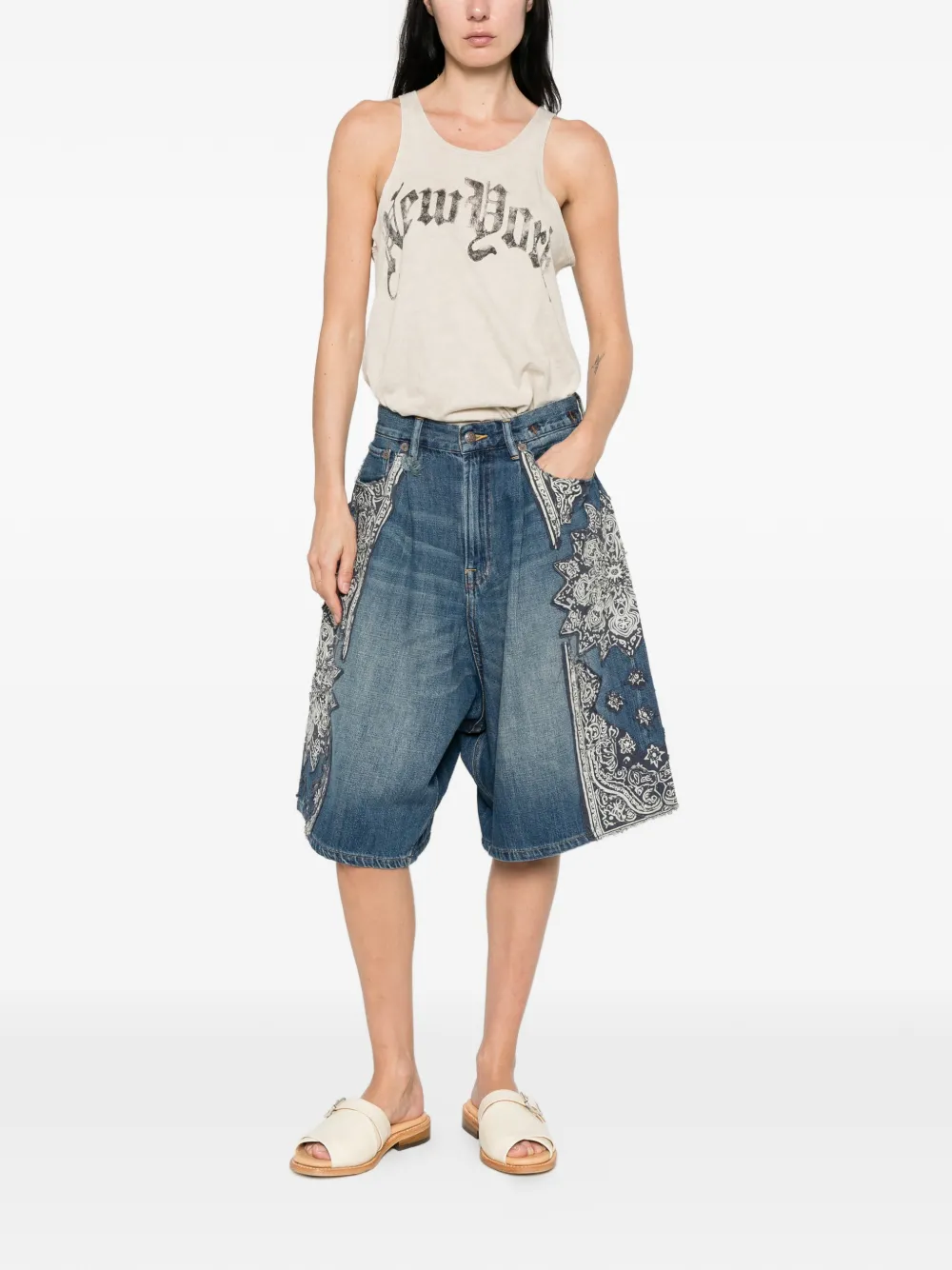  R13 Jesse Bandana-appliqué Shorts - Blue 