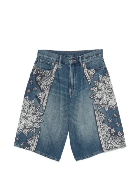 R13 Jesse bandana-appliqué shorts