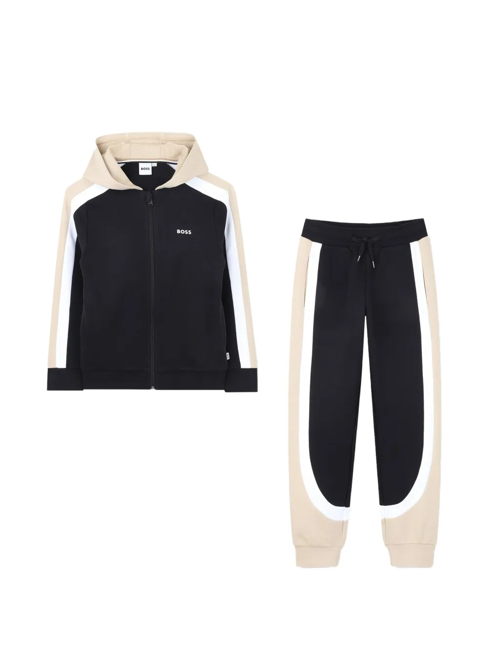 BOSS Kidswear colour-block zip-up tracksuit - Nero