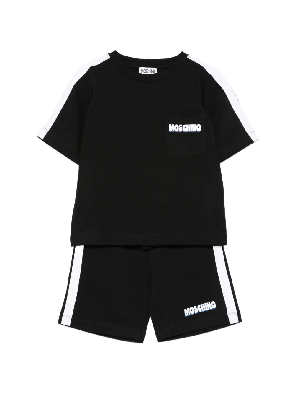 Moschino Kids stripe-detail shorts and t-shirt set - Black